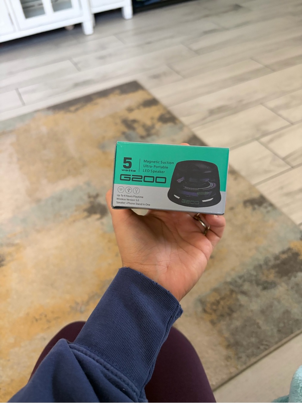 Givey -G200 Magnetic Suction Ultra-Portable LED Speaker - Teal/Gray